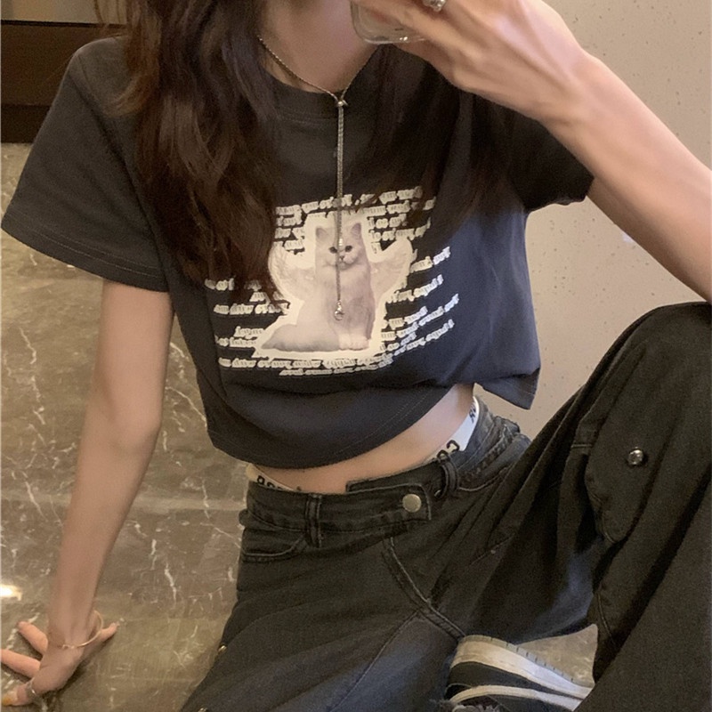 Áo Croptop Tay Ngắn Thiết Kế Ôm Sát Tôn Dáng