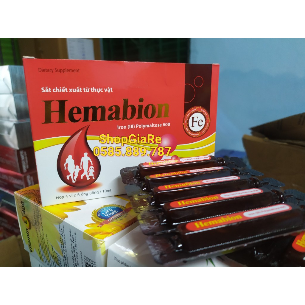 Hemabion bổ sung sắt, trẻ chậm lớn, hoa mắt chóng mặt do thiếu sắt, giúp cho quá trình tạo máu tốt hớn