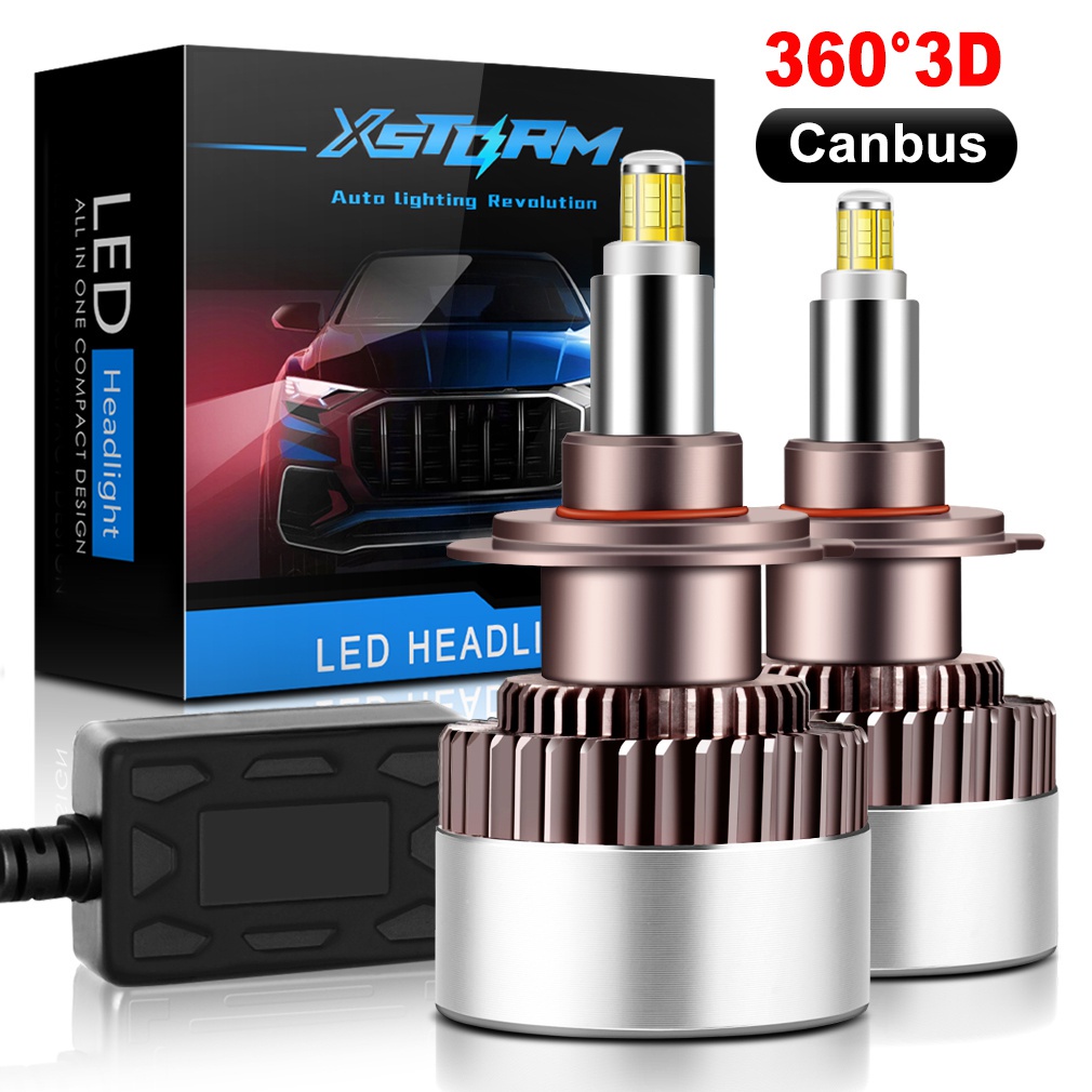 2 Đèn Pha Led 3d H1 H7 H8 H11 9005 Hb3 9006 Hb4 20000lm 6500k 12v Cho Xe Hơi