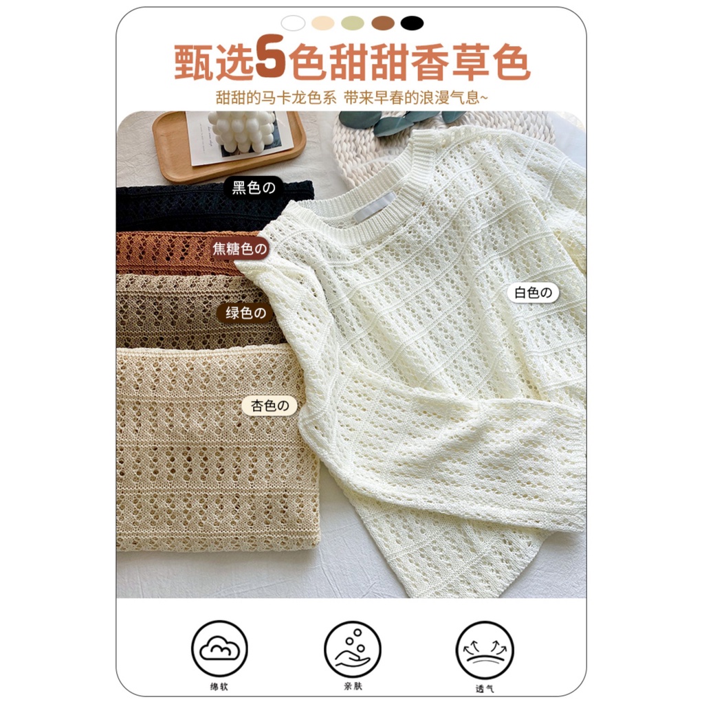 Áo Sweater Dài Tay Khoét Lỗ Phong Cách Trẻ Trung Thanh Lịch Dành Cho Nữ