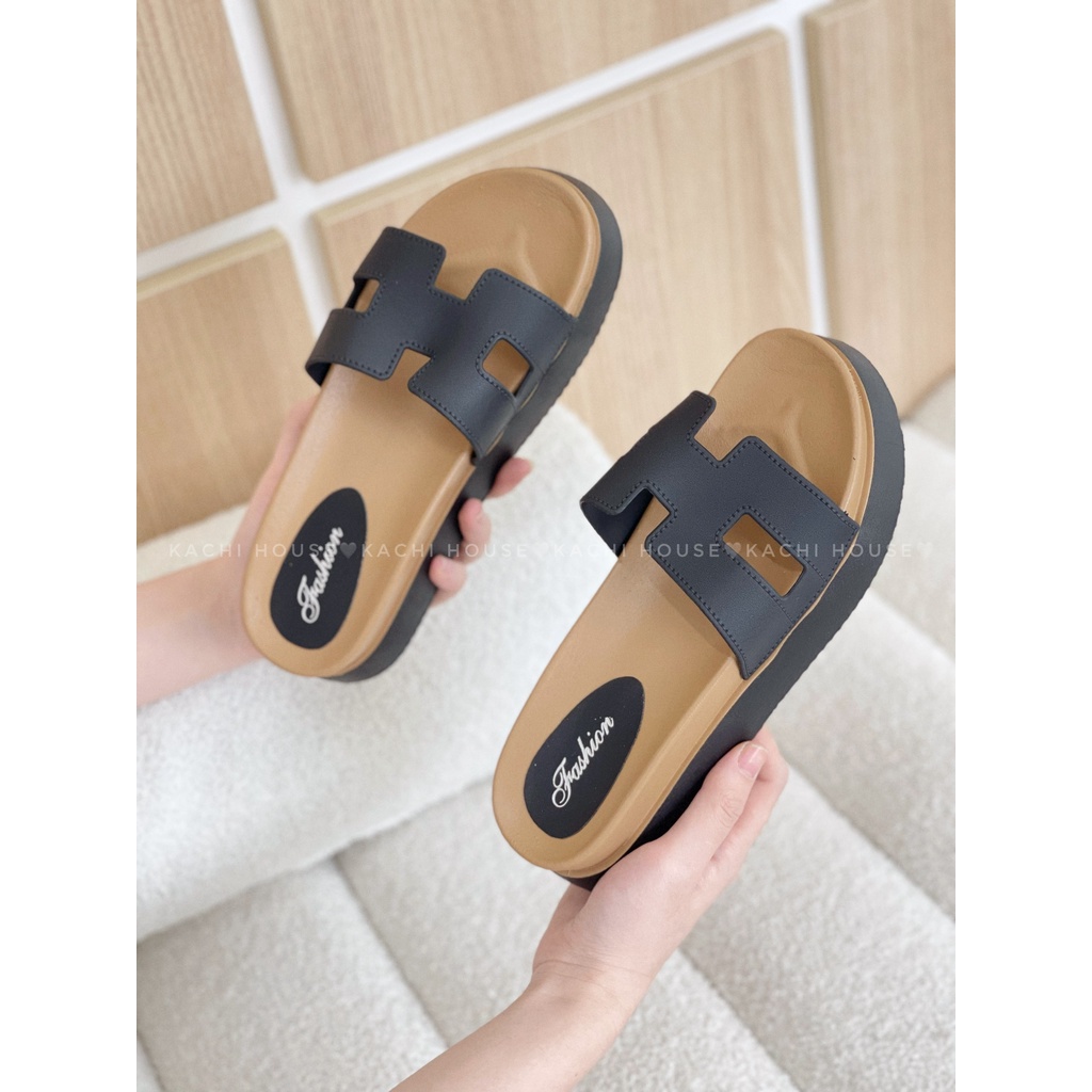 Dép lê fashion đế nâu chữ H SX-219- Kachi House