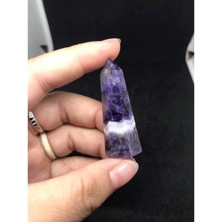 Trụ đá lục lăng tím Amethyst trong veo