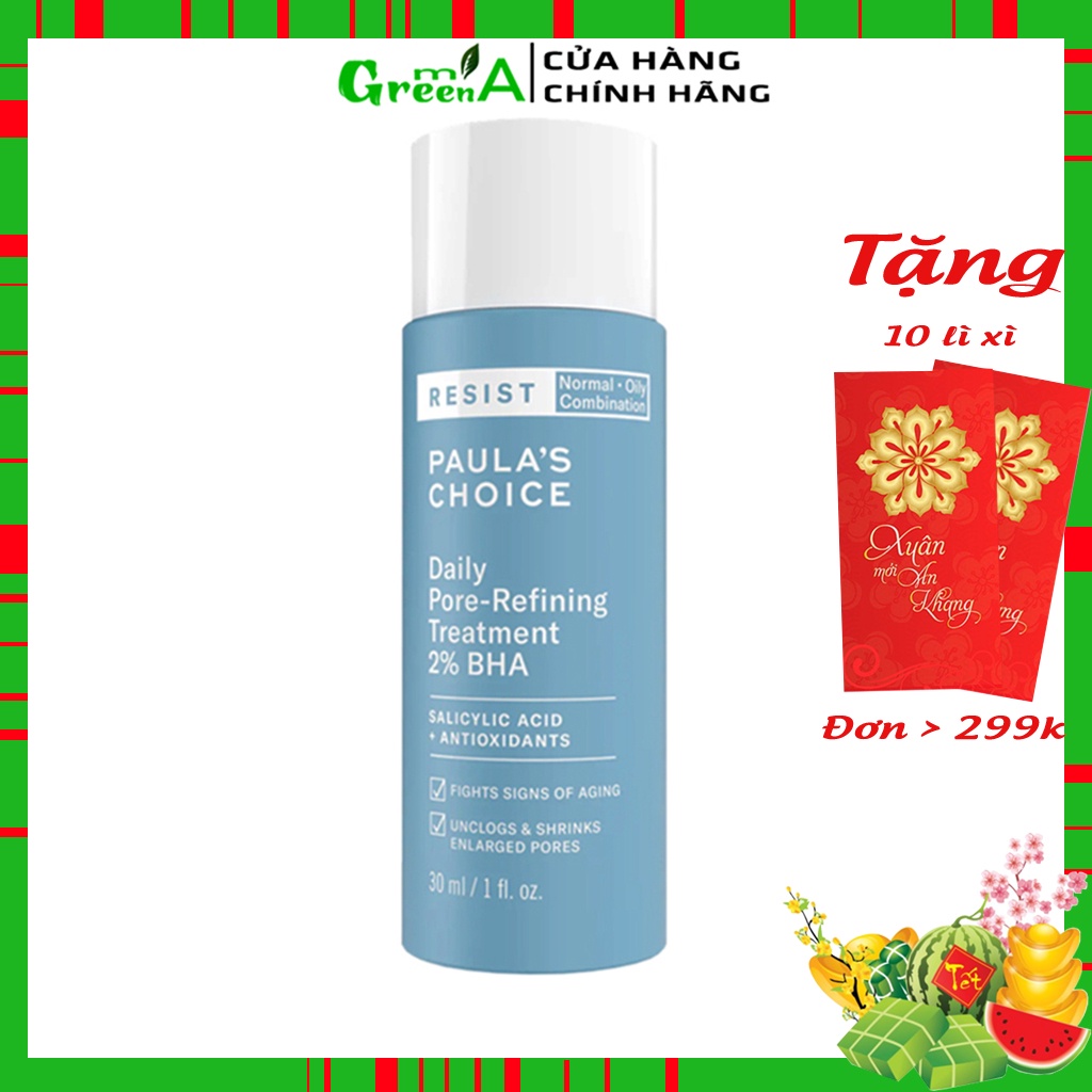 Tẩy Tế Bào Da Chết 2% BHA [Mini 30ML] PAULA CHOICE RESIST DAILY PORE-REFINING TREATMENT Thu Nhỏ Lỗ Chân Lông