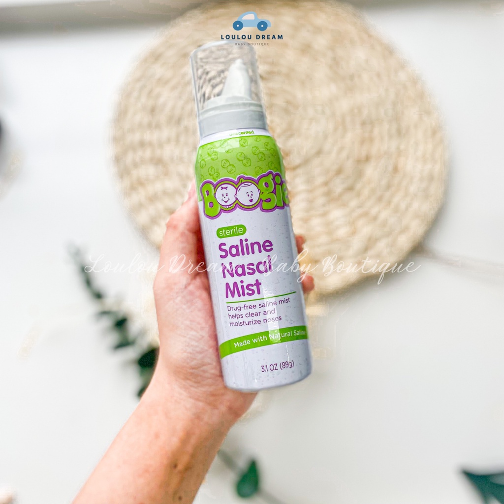 Xịt mũi vô trùng không mùi Boogie Saline Nasal Mist giúp làm sạch và cấp ẩm cho mũi bé 89g [CHÍNH HÃNG MỸ]