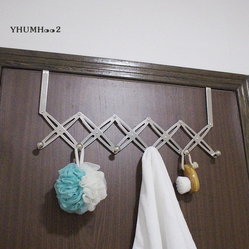 Stainless Steel 6-Hook Storage Rack Clothes Holder Organizer Flexible Back Door Hanger Rack Bathroom Kitchen Hanger Hook