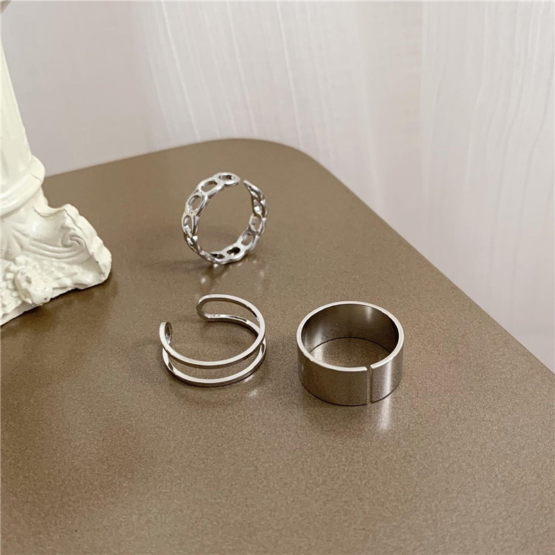 Set nhẫn ba món, nhẫn nam nữ unisex cao cấp kiểu Hàn Quốc nhà cocochang
