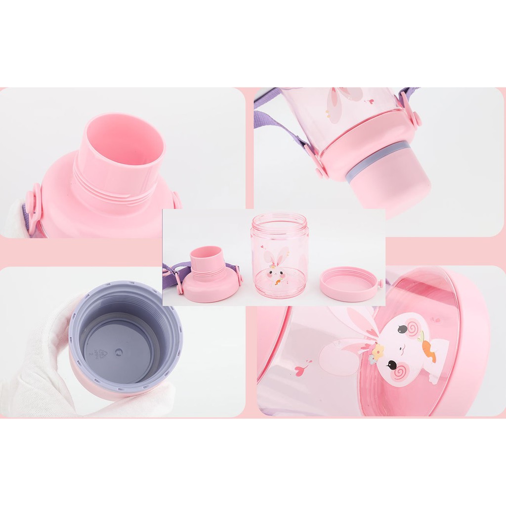 Bình nước cho bé trai và bé gái  thiết kế nắp và quai độc đáo 700ml
