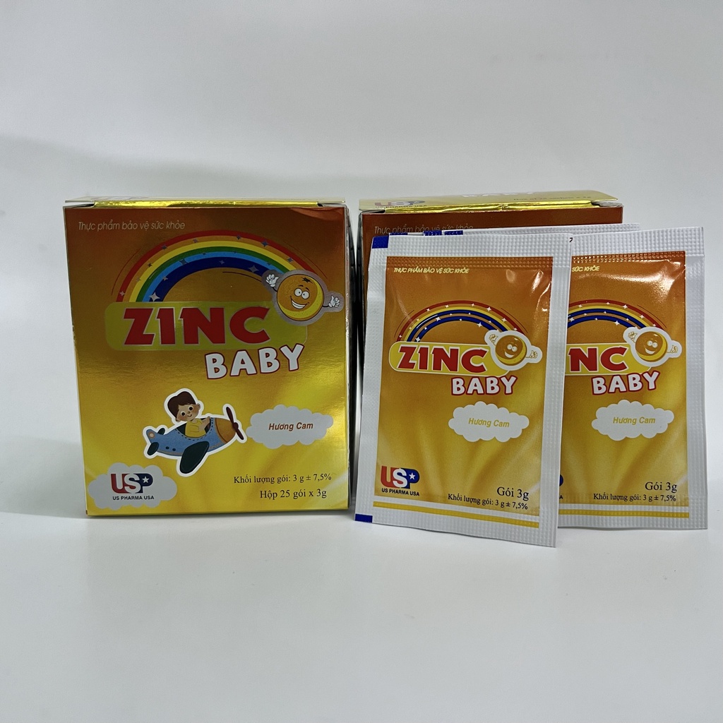 ZIN C BABY HƯƠNG CAM DỄ UỐNG GÓI 3G CỦA US PHARMA USA BỔ SUNG KẼM VÀ KHOÁNG CHẤT CHO BÉ GIÚP TĂNG SỨC ĐỀ KHÁNG