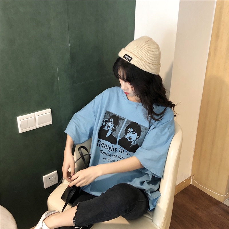 Áo phông nam nữ , áo thun studio1996 form rộng chất cotton in hình paris