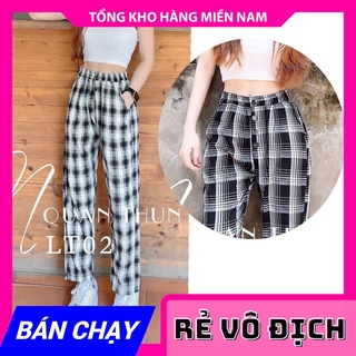QUẦN BAGGY CARO 4 NÚT LT02 ⚡ẢNH THẬT⚡ QUẦN DÀI NỮ CARO  MY