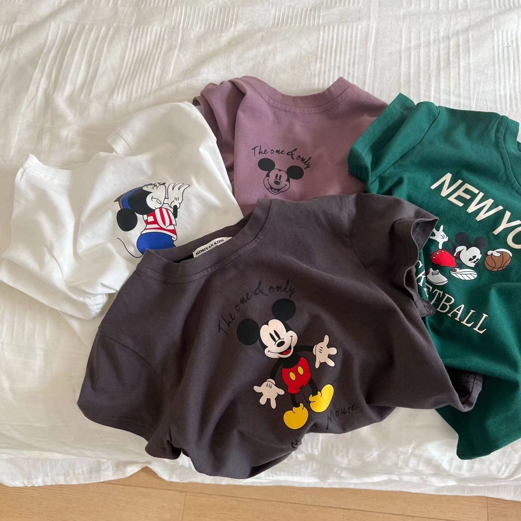 Áo Thun Tay Ngắn Cổ Tròn In Hoạt Hình Dành Cho Bé Trai