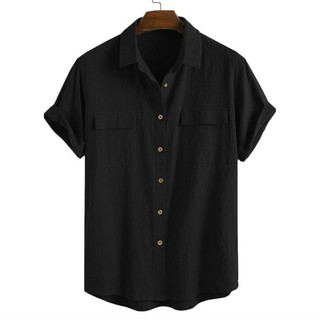 Áo sơ mi đũi nam cổ bẻ , áo đũi nam cộc tay chất đũi Li-nen mát mẻ cho ngày hè nóng bức