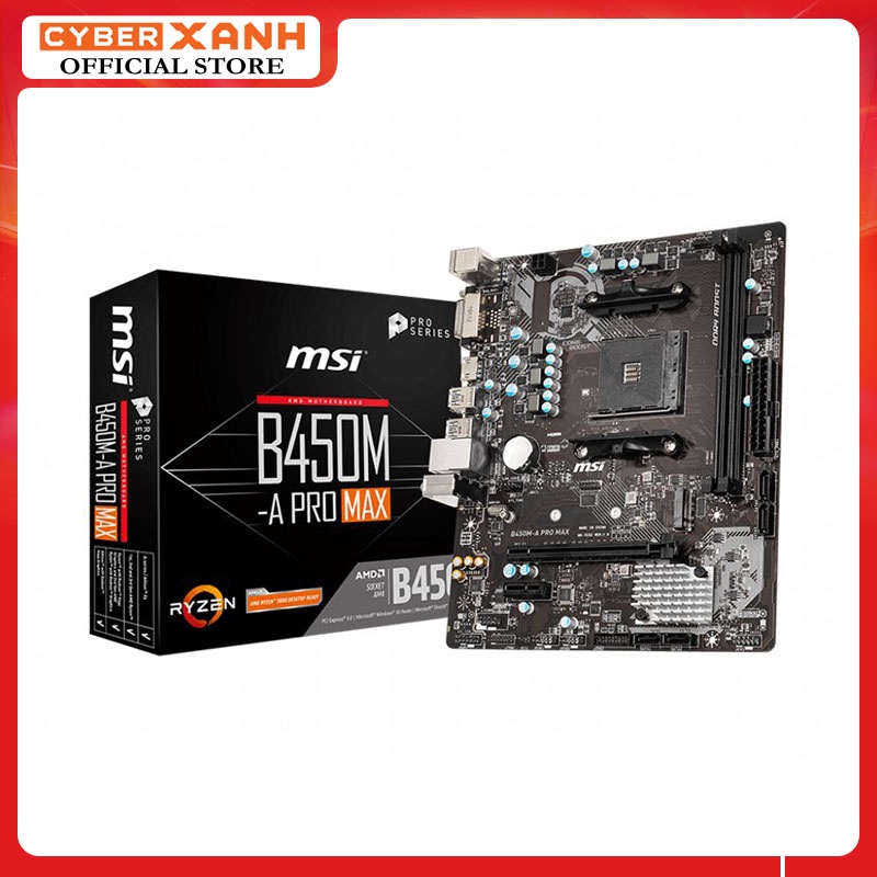 Mainboard MSI B450M-A PRO MAX (AMD B450, Socket AM4, m-ATX, 2 khe RAM DDR4)