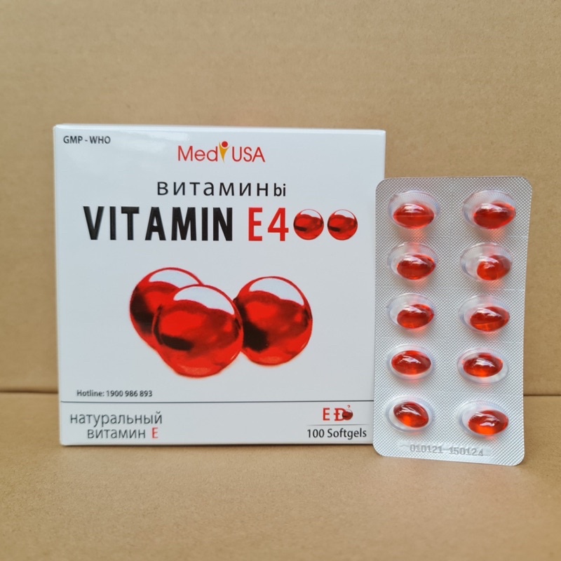 Viên uống vitamin E 400 đẹp da, sáng da, hạn chế lão hoá da hộp 100 viên