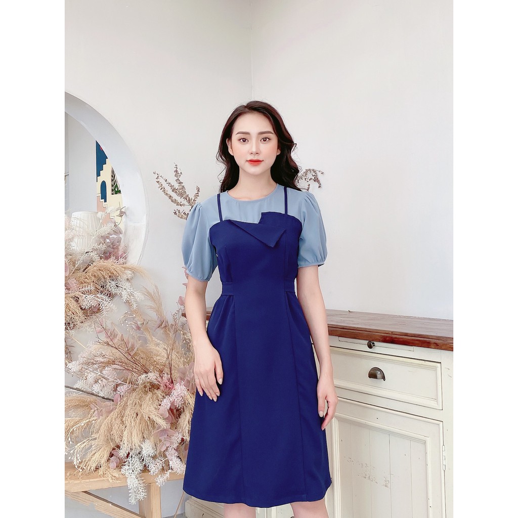 Đầm Nữ Lury, Đầm Thiết Kế Dáng Xòe Màu Xanh Siêu Xinh, Vải Mango Cao Cấp Dễ Phối Đồ, Phong Cách Hàn Quốc V203