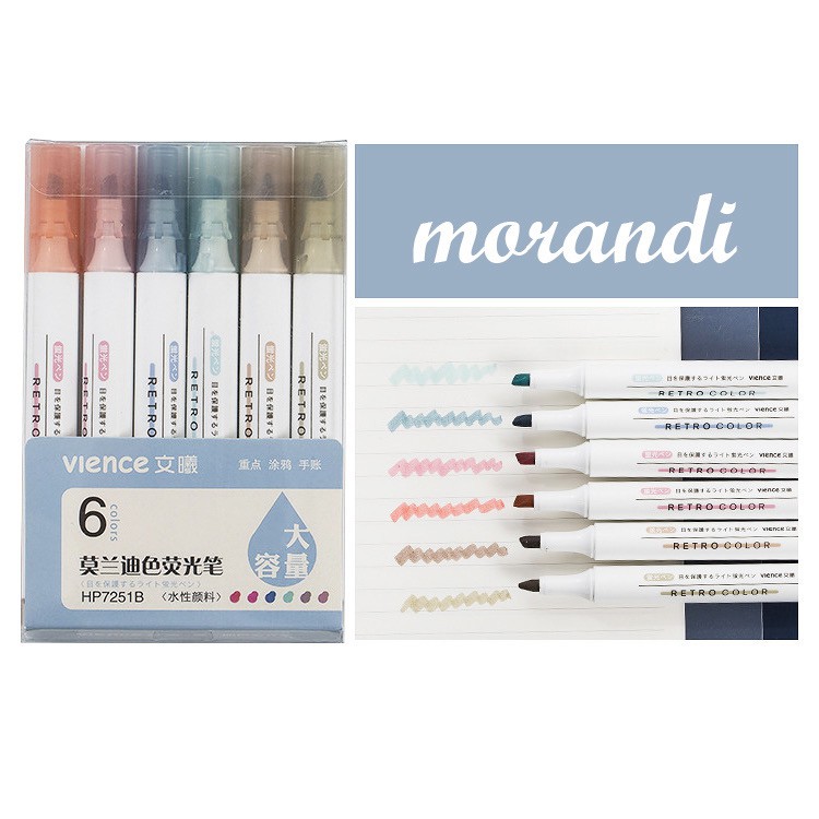 Set 6 bút highlight VIENCE tone màu pastel