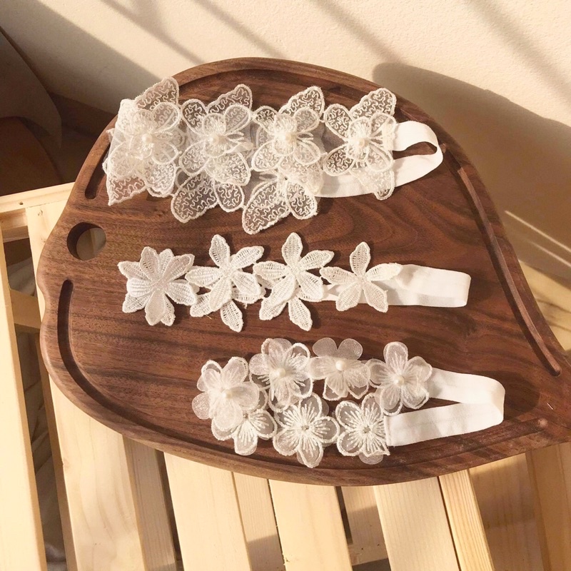 Băng đô - Turban hình bông hoa trắng cho bé