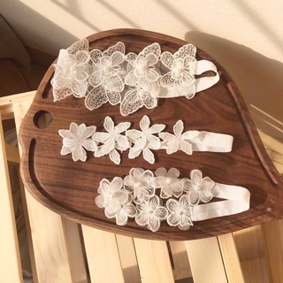 Băng đô - Turban hình bông hoa trắng cho bé