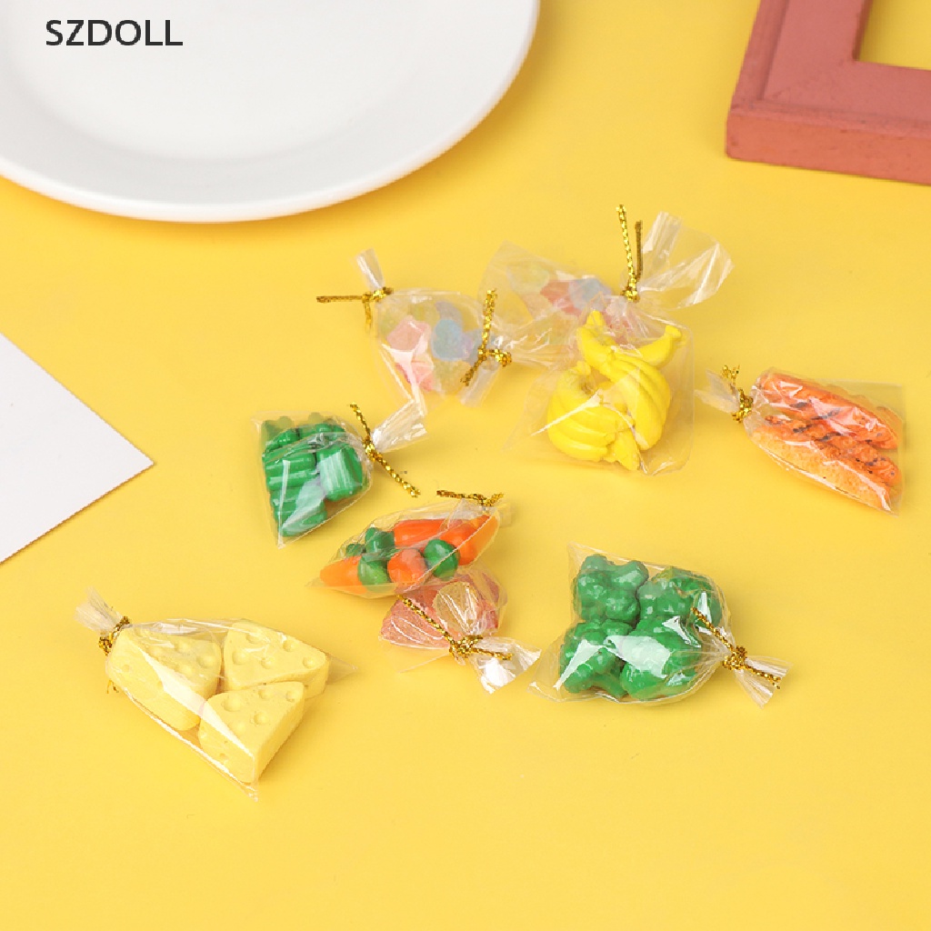 Túi phụ kiện mô hình đồ ăn rau củ quả kẹo bánh mì tùy chọn trang trí nhà búp bê tỉ lệ 1/ 12