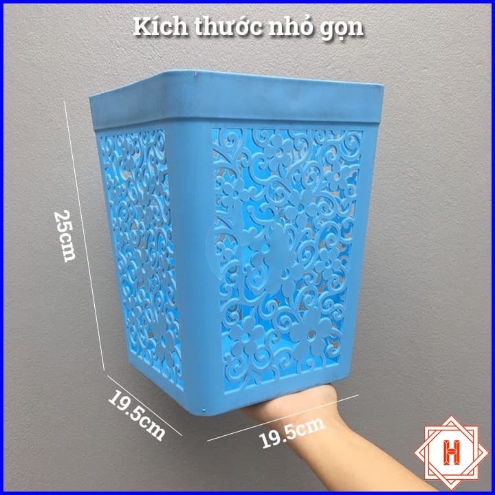 Song Long Plastic Giỏ nhựa đựng rác vuông Hàn Quốc hoa văn cao cấp { H }