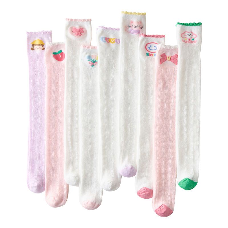 Vớ Cotton Lưới Mỏng Dài Qua Gối Chống Muỗi Phong Cách Công Chúa Mùa Hè Cho Bé Gái