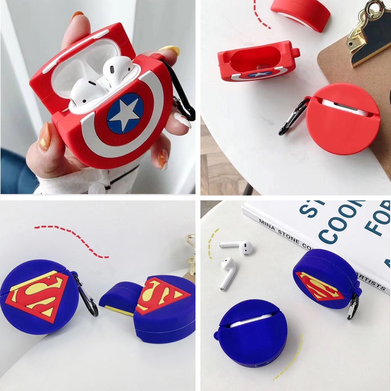 Vỏ Bảo Vệ Hộp Sạc Tai Nghe AirPods Pro 1 / 2 3 Bằng Silicon Họa Tiết Hoạt Hình Người Nhện I