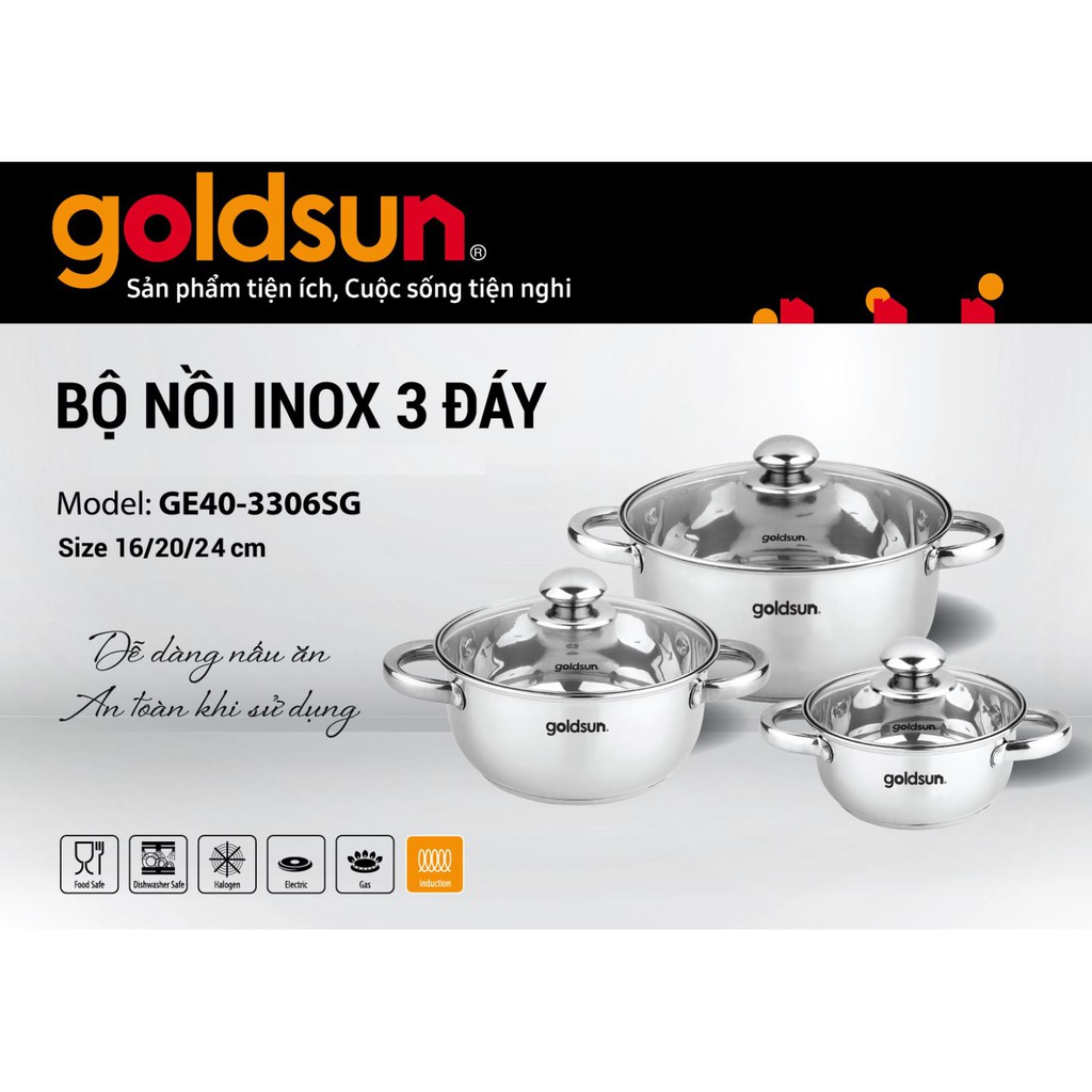 Bộ nồi inox 3 đáy GE40-3306SG