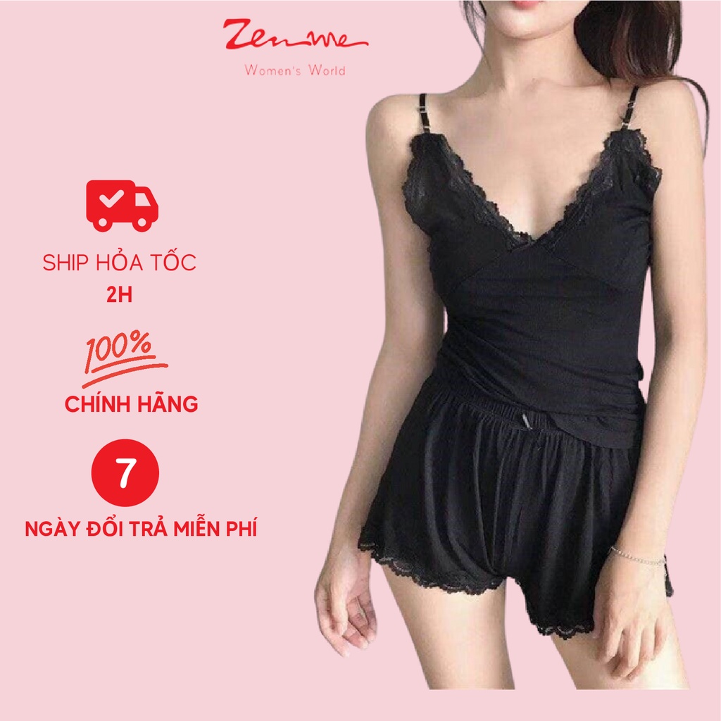 Bộ đồ ngủ Zen Me hai dây chất liệu thun cotton co giãn thoải mái, ôm dáng sexy