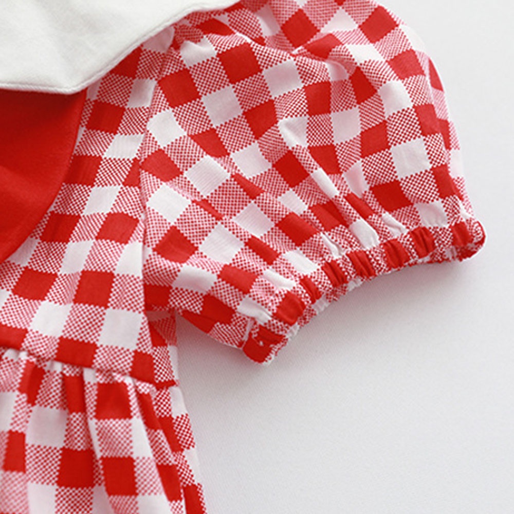 Đầm công chúa BEAR LEADER họa tiết ca rô đính nơ dễ thương cho bé gái