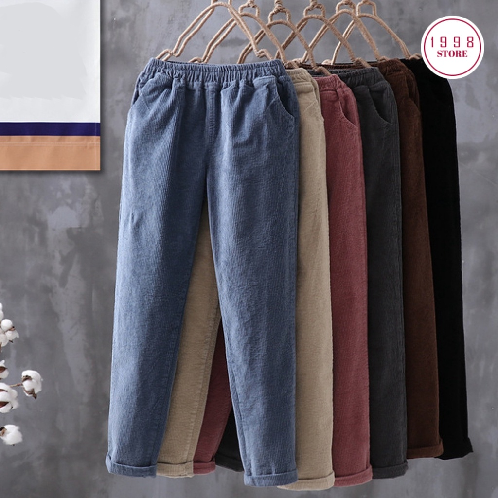 Quần Baggy Nhung Tăm Cạp - Quần Nhung cho nữ với chất liệu Nhưng Tăm cao cấp