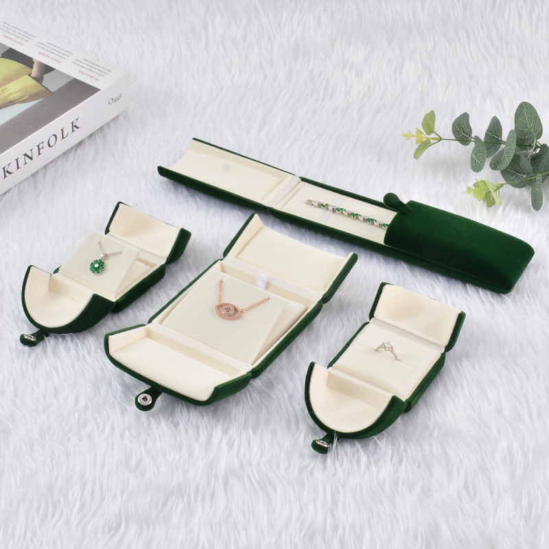 1 Hộp Đựng Nhẫn 2 Ngăn Bằng Vải Nhung Cao Cấp