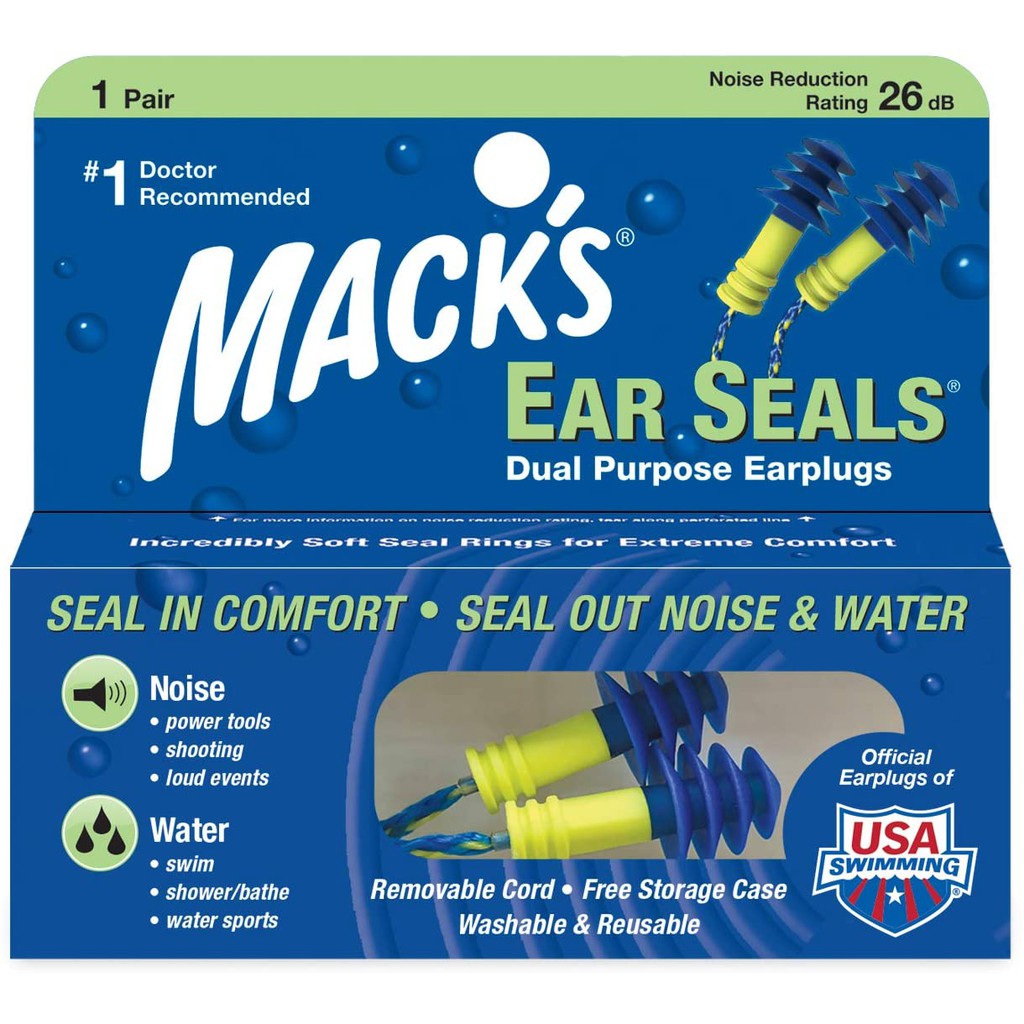 [CHÍNH HÃNG] Nút bịt tai đi bơi Mack’s Ear Seals 2 chức năng chống ồn, chống nước