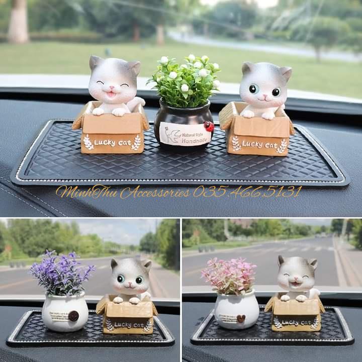 Trang trí ô tô Decor mèo lucky cat dễ thương trang trí taplo ô tô