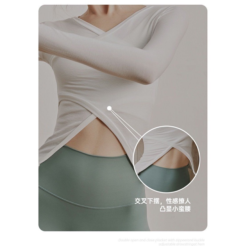 Áo Tập Yoga / Thể Thao Tay Dài Cổ Chữ V Quyến Rũ Thời Trang Mùa Thu Cho Nữ 0827