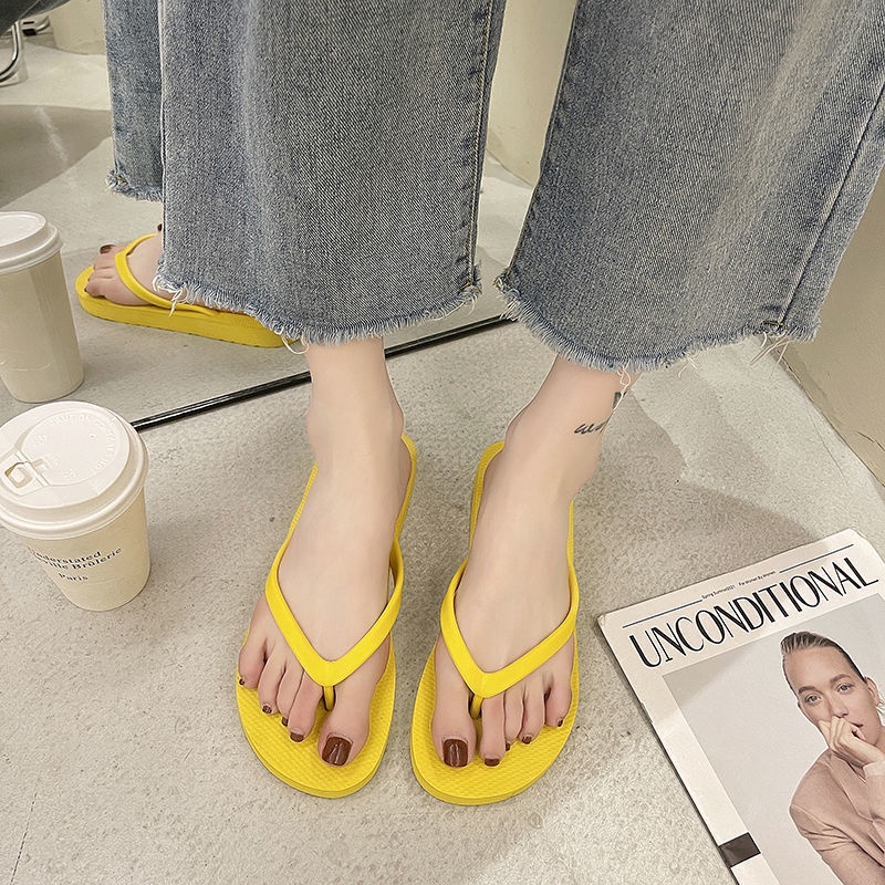 2023 Cho Nữ Dép Sandal Xỏ Ngón Màu Trơn Nhẹ Nhàng Thời Trang Đi Biển Dép lê