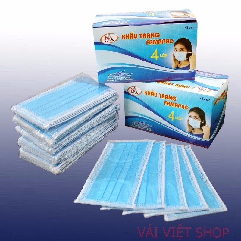 Hộp 50 Khẩu Trang Y Tế 4 Lớp Nam Anh Famapro