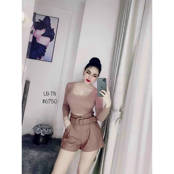 Quần short da đai D ms933