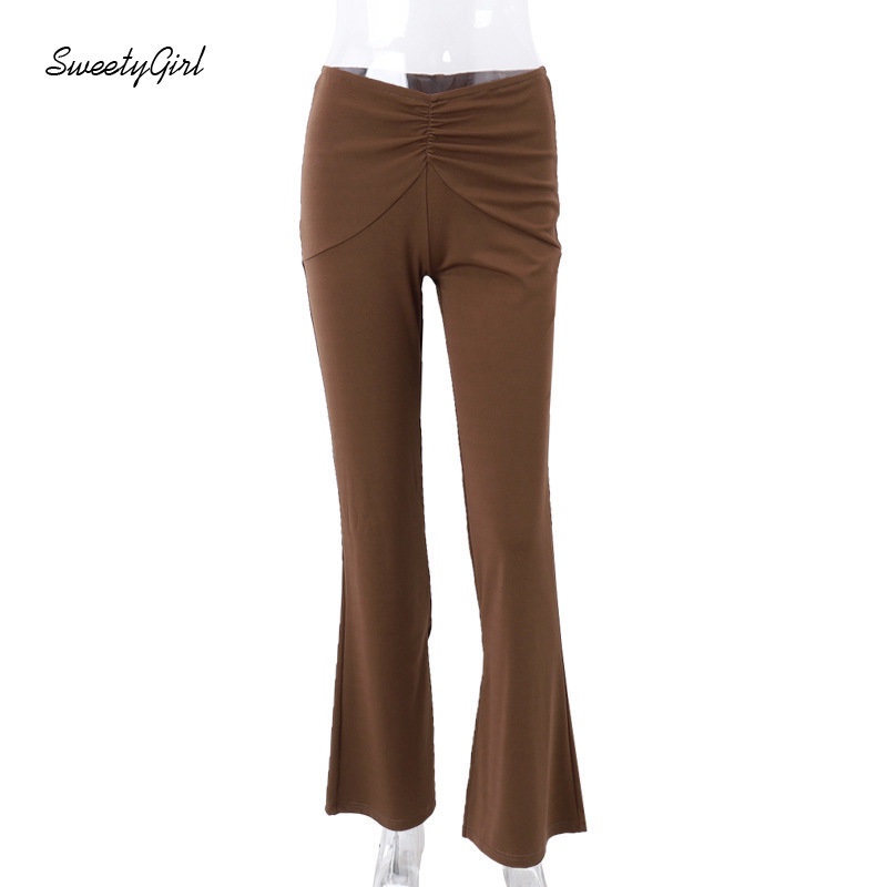 Quần Dài Ống Loe Màu Nâu Trơn Thời Trang 2022 Gợi Cảm Cho Nữ