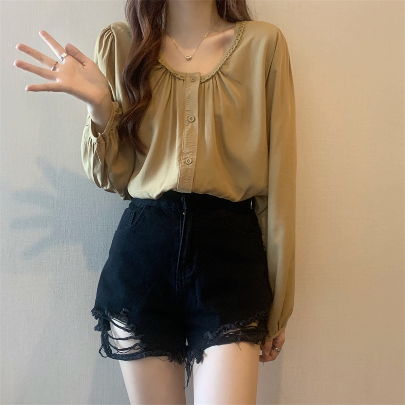 SUXI Áo Sơ Mi Nữ Tay Dài Màu Sắc Ngọt Ngào Dễ Phối Đồ