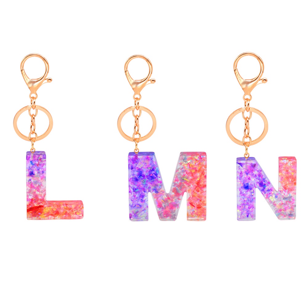 Móc Chìa Khóa Bằng Acrylic Hình Chữ Cái A-Z Đính Sequin Lấp Lánh Thời Trang
