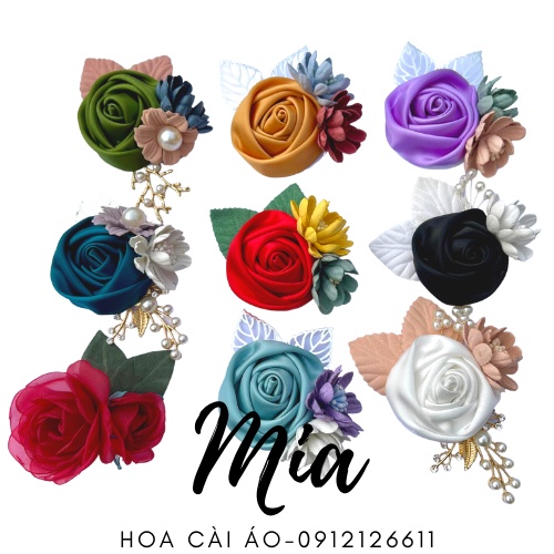Hoa cài áo handmade mẫu hồng cuộn chùm siêu xinh