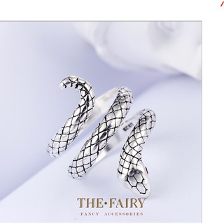 Nhẫn rắn bạc mắt đỏ ôm tay [ N45 ]