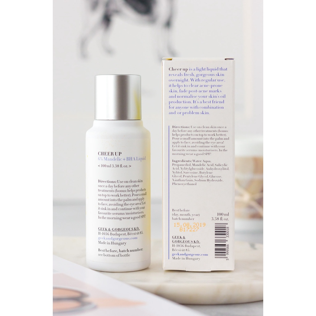 Mandelic Acid Geek&Gorgeous Cheer Up Mandelic Acid 5% + BHA 1% Acid Toner tẩy da chết hóa học
