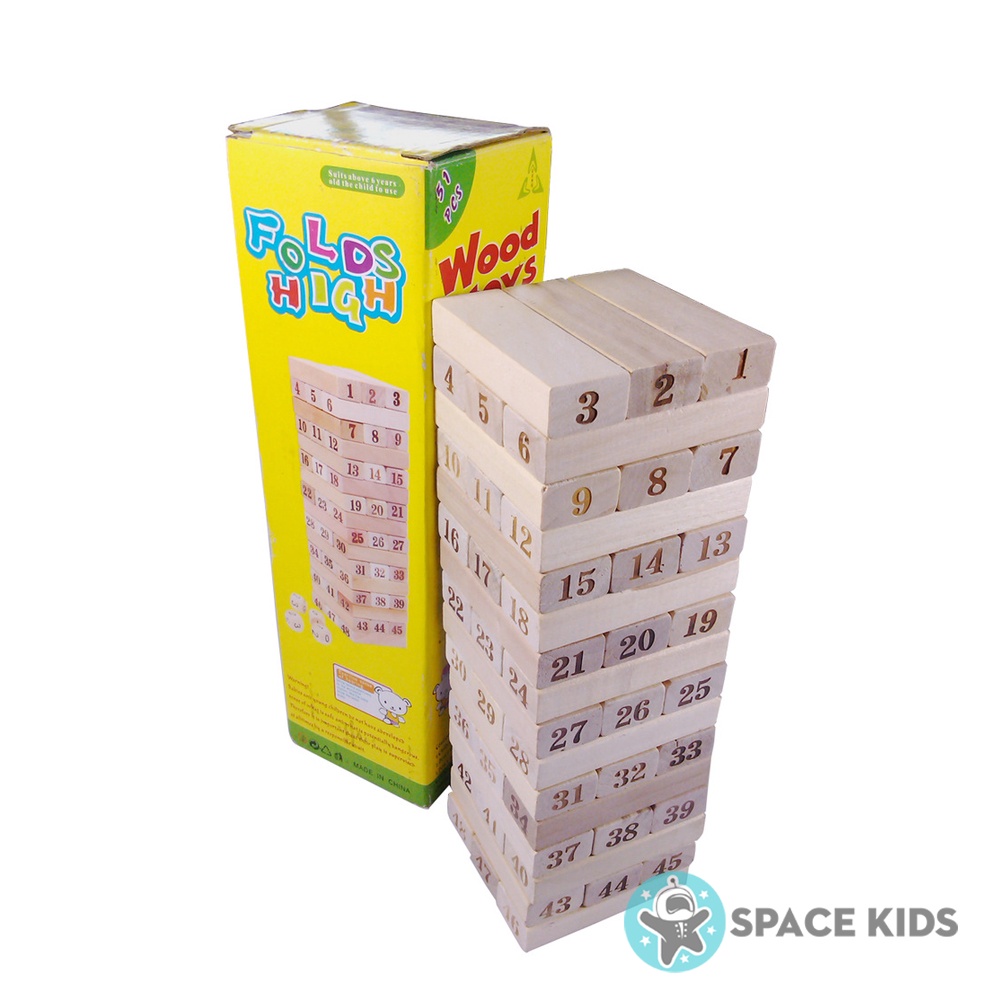 Đồ chơi cho bé Rút gỗ 48 chi tiết in số kèm xúc xắc Space Kids