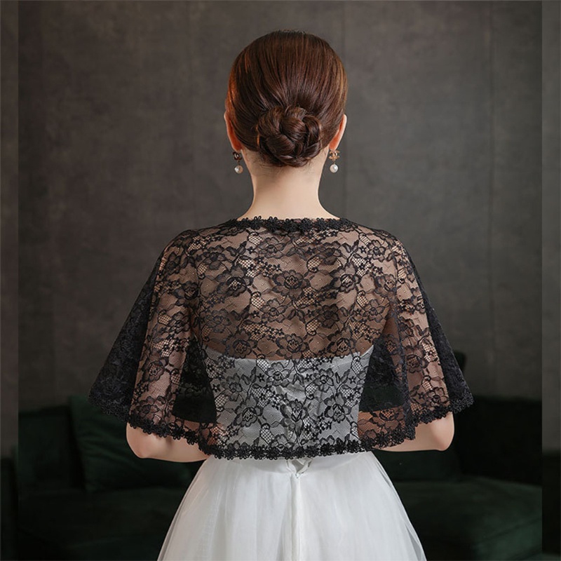 Áo Khoác Ren Ngắn Màu Trắng Đen Thanh Lịch Quyến Rũ Cho Nữ