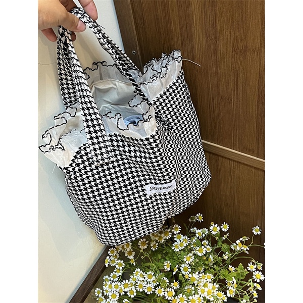 Jiashucheng Túi Xách Vải Canvas Cỡ Lớn Phối Ren Thời Trang Xuân Hè