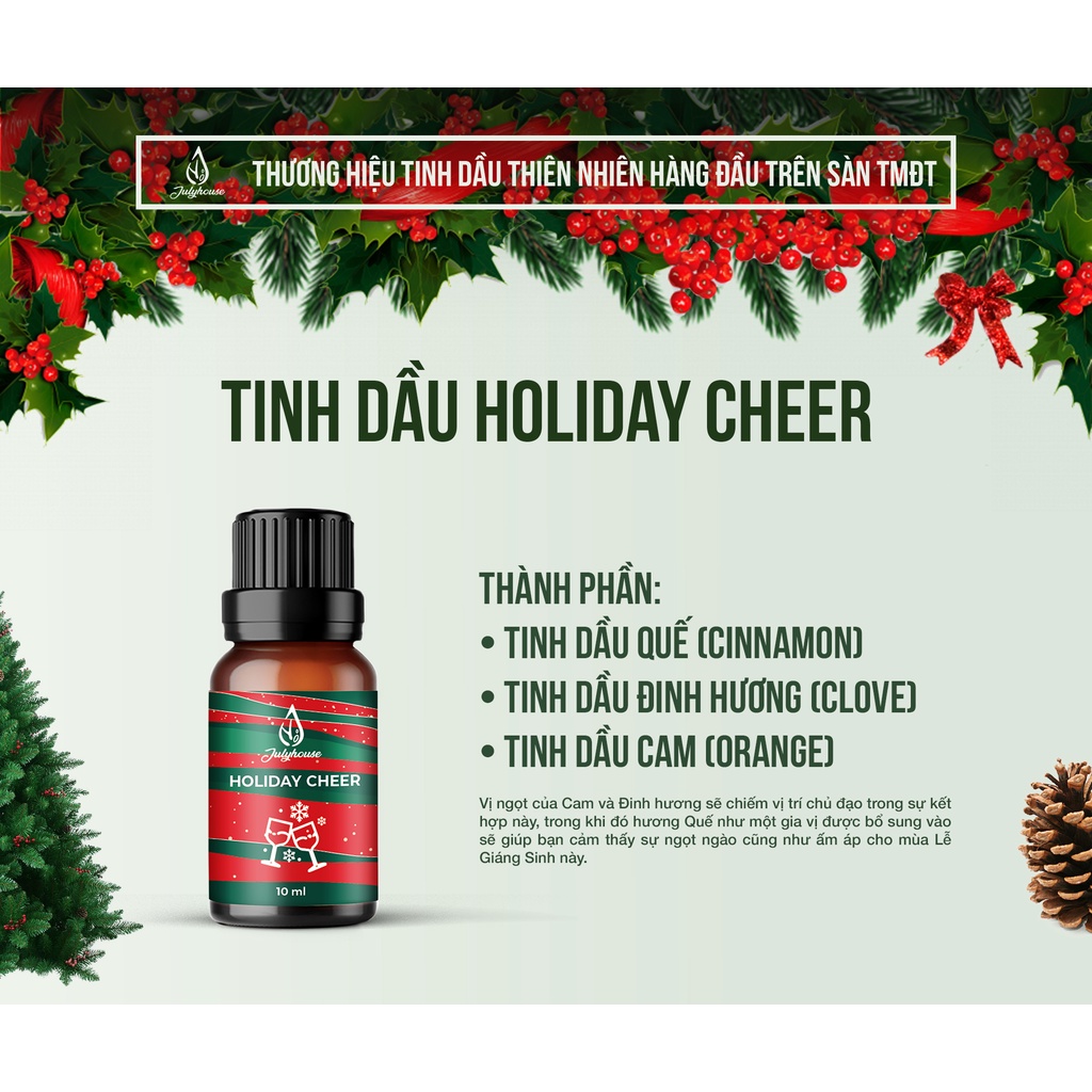 Tinh Dầu Giáng Sinh Christmas Tree/Gift of Christ/Holiday Cheer 10ml JULYHOUSE món quà Noel ngọt ngào giúp thư giãn