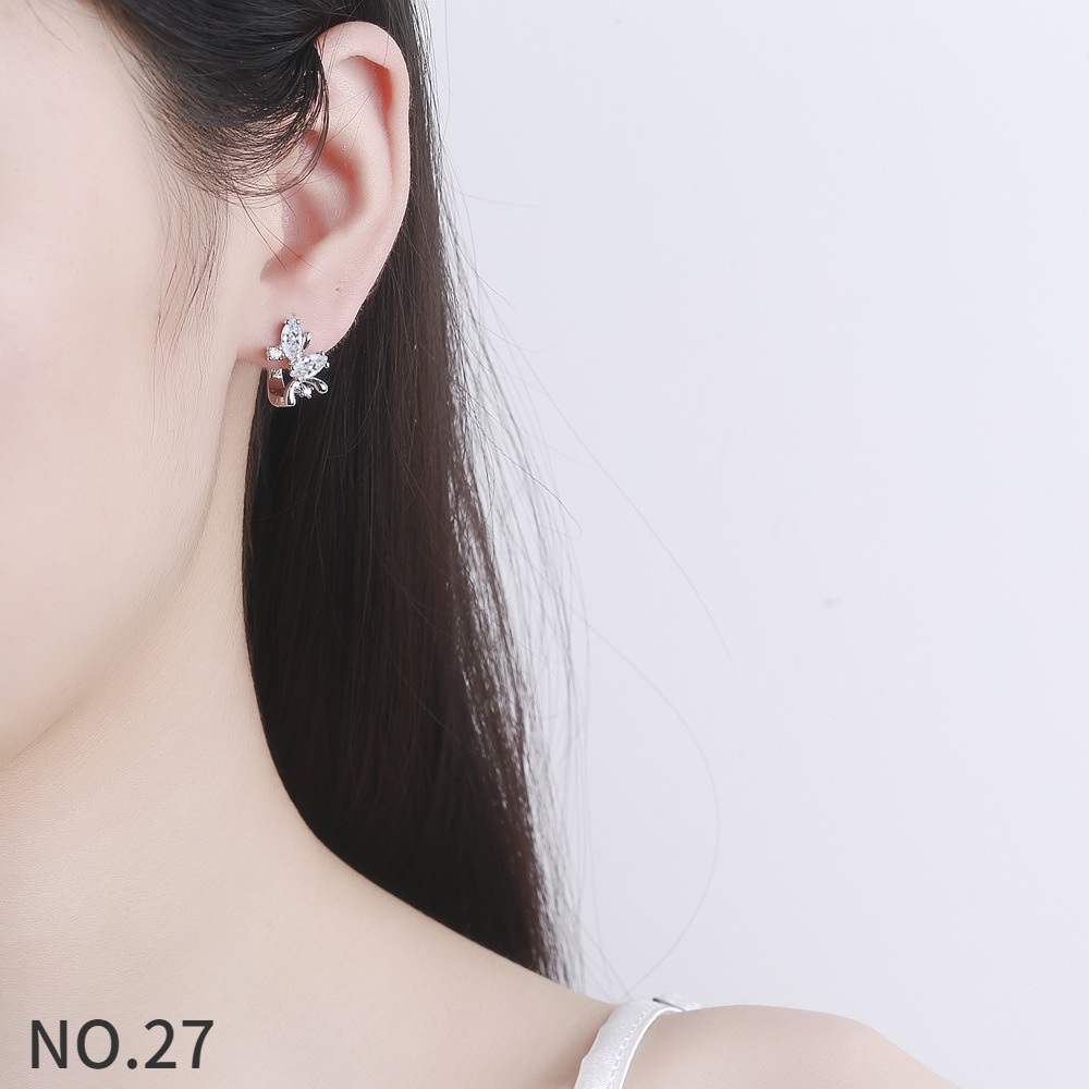 Bông Tai Bạc 925 Dáng Dài Đính Kim Cương Trắng Thanh Lịch Thời Trang