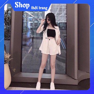 Set VEST nguyên bộ 3 món quần đùi kèm áo Cotton - Hàng cao cấp siêu dễ thương với phong cách tây có 4 màu (Ảnh thật)