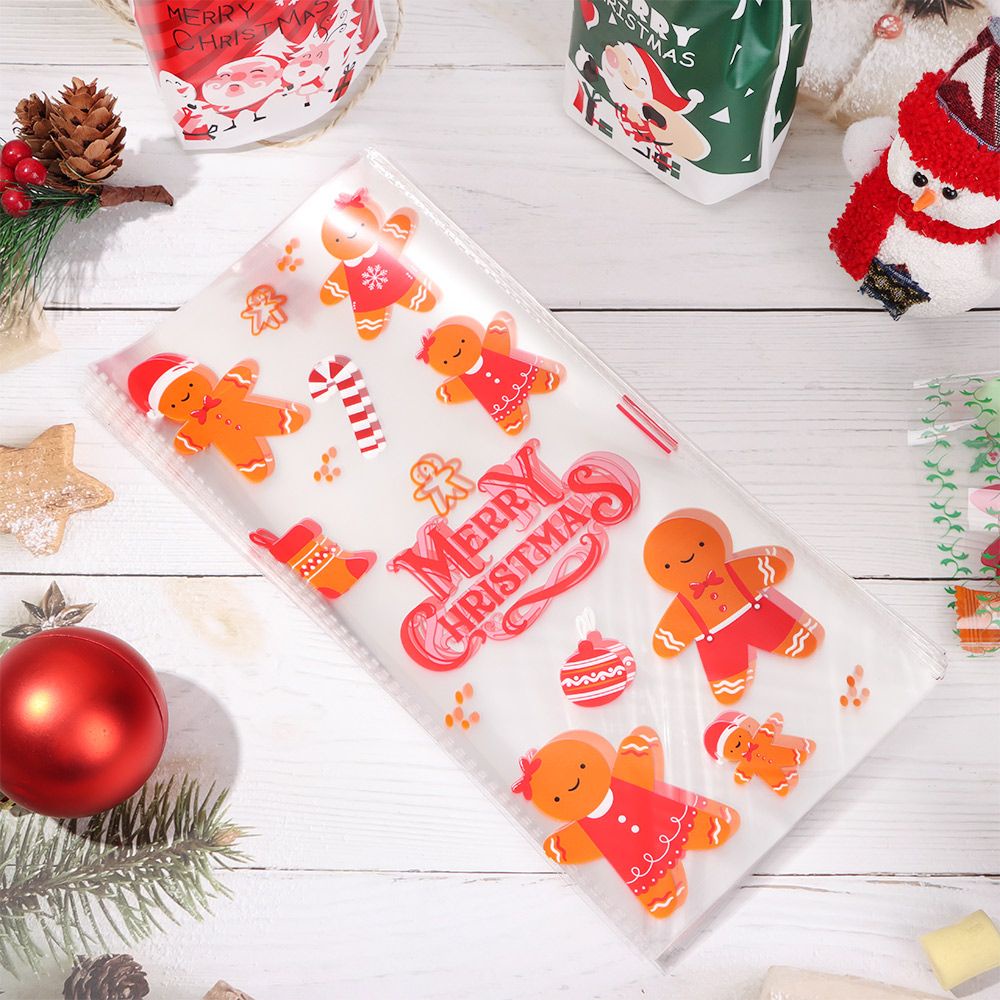 Set 50 túi đựng bánh kẹo bằng giấy bóng kính in hình giáng sinh sáng tạo